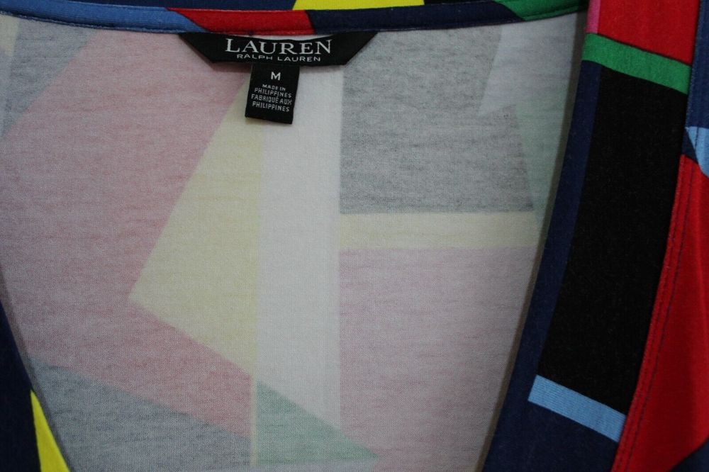 Ralph Lauren Women's  Top Size M Mock Wrap Retro Funky Colour And Pattern - Picture 4 of 8
